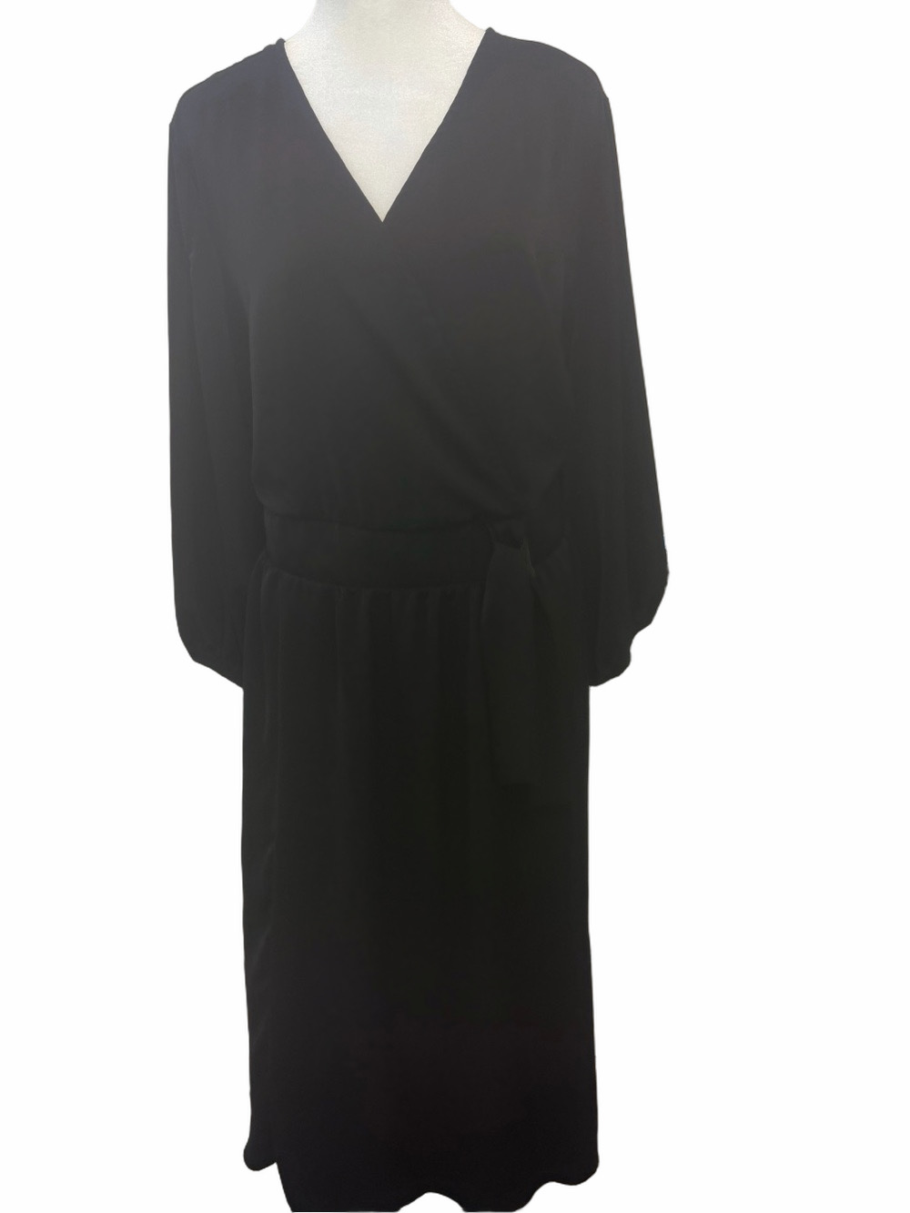Torrid Black Jersey Knit Faux Wrap Midi Dress 2 / 2X 18-20 EUC